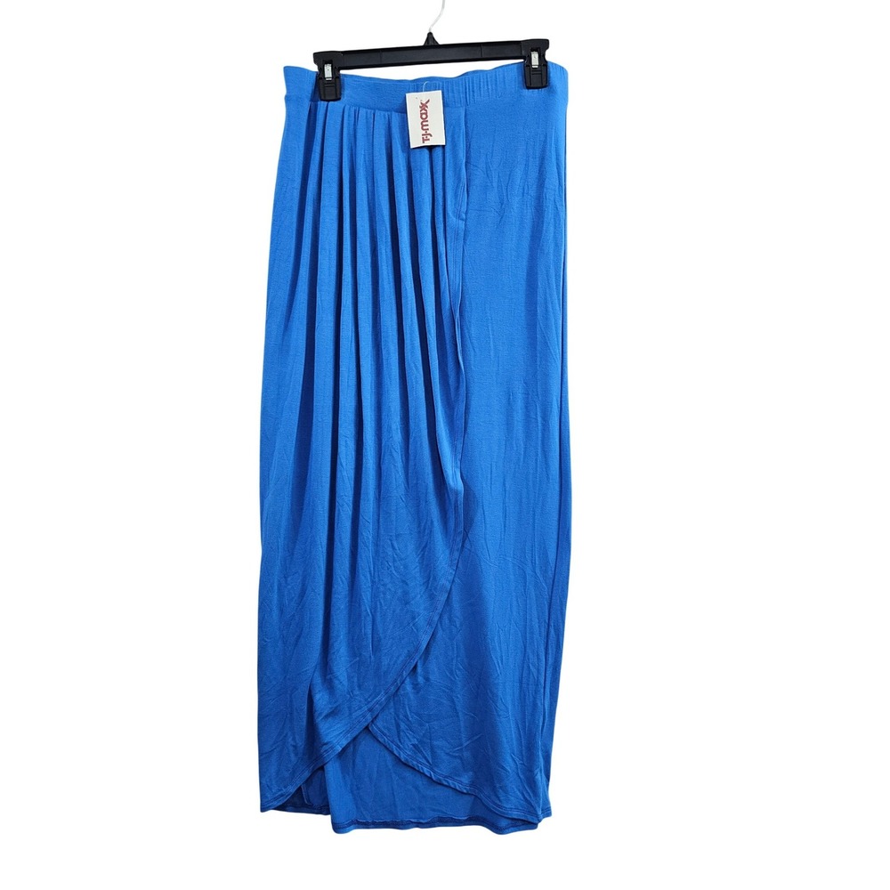 Green Envelope Maxi Skirt Women Large Blue Solid Drape Front Tulip Hem Made‎ USA